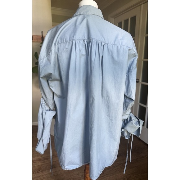 FREE PEOPLE Blue 100% Cotton Brown Eyed Girl Top Poplin Blouse Size S $88 NEW - Picture 6 of 8